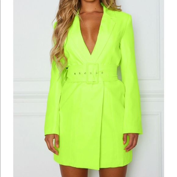 neon yellow blazer dress